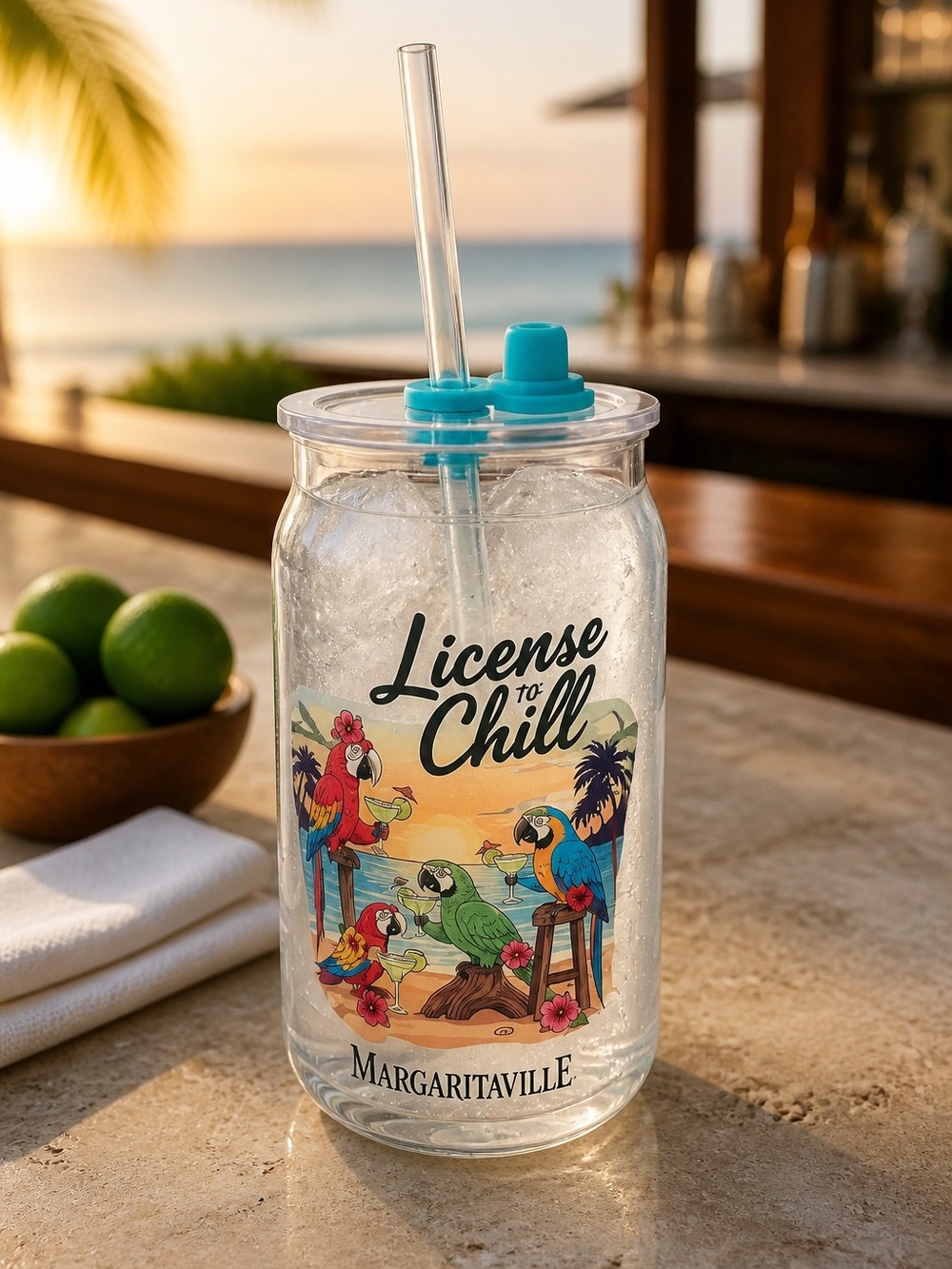 Margaritaville Parrot Beach Tumbler with Clear Lid